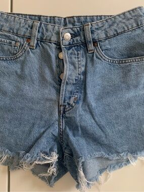 #13 H&M Light Blue Distressed Denim Cutoff Shorts